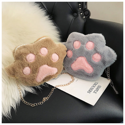 Bolso Mensajero con Diseño de Patitas de Gato y Oso Felpa - Image 10