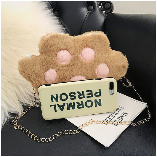 Bolso Mensajero con Diseño de Patitas de Gato y Oso Felpa - Image 11