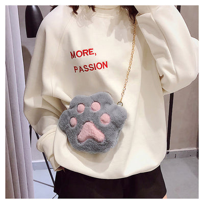 Bolso Mensajero con Diseño de Patitas de Gato y Oso Felpa - Image 12