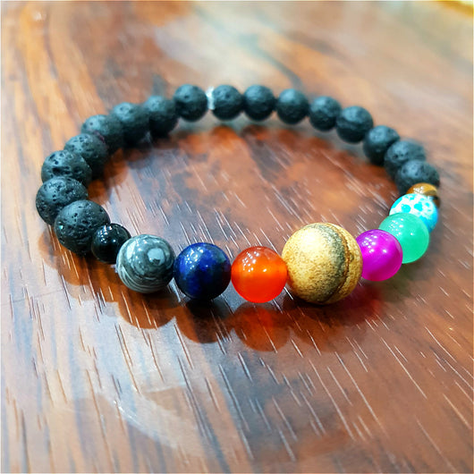 Pulsera de Cuentas de Piedra Natural Sistema Solar Ocho Planetas Galaxia Universo Estrella Guardiana - Image 26