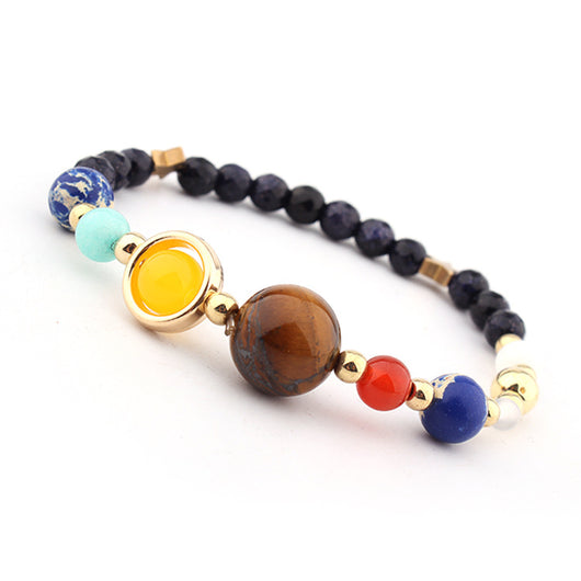 Pulsera de Cuentas de Piedra Natural Sistema Solar Ocho Planetas Galaxia Universo Estrella Guardiana - Image 27