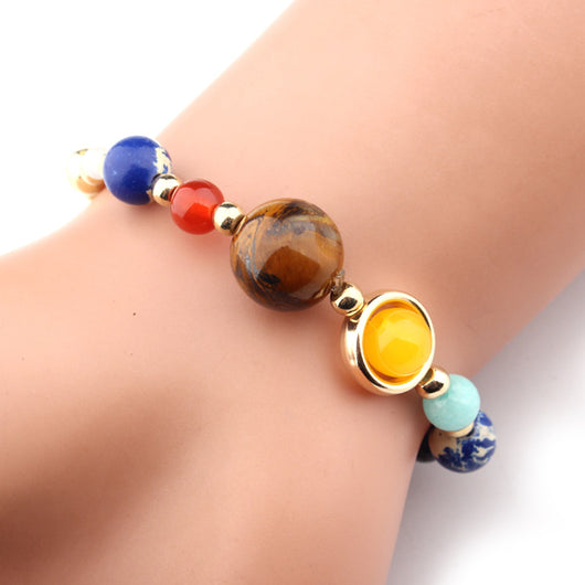 Pulsera de Cuentas de Piedra Natural Sistema Solar Ocho Planetas Galaxia Universo Estrella Guardiana - Image 29