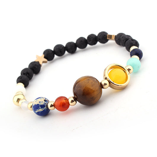 Pulsera de Cuentas de Piedra Natural Sistema Solar Ocho Planetas Galaxia Universo Estrella Guardiana - Image 35