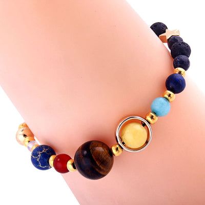 Pulsera de Cuentas de Piedra Natural Sistema Solar Ocho Planetas Galaxia Universo Estrella Guardiana - Image 37