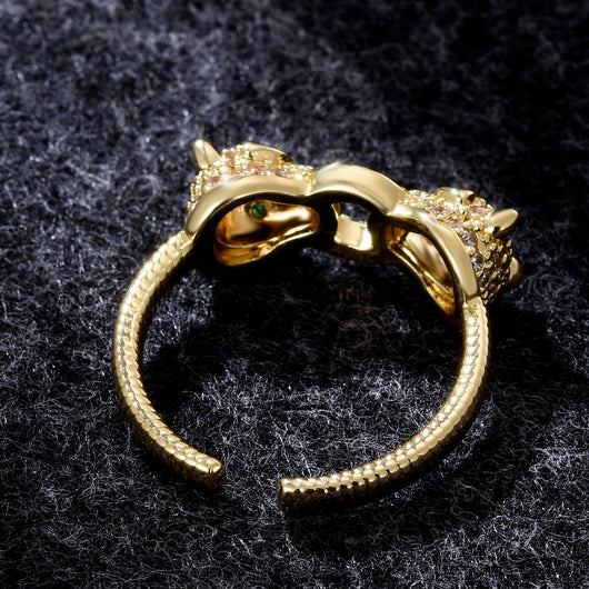 Anillo Doble Cabeza de Pantera con Circonita - Ajustable Hip-hop Punk - Image 9