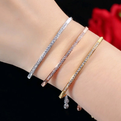 Pulsera Curved de Una Fila con Circón y Diamantes - Image 7