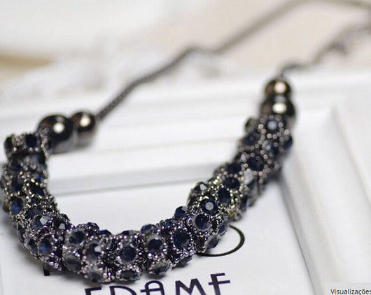 Collar de Zafiro Negro y Diamante Azul Redondo - Image 9
