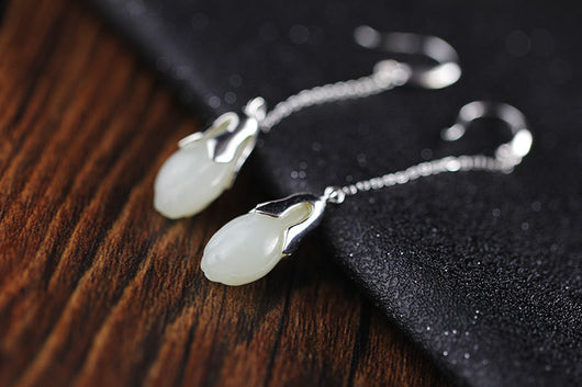 Aretes de Jade Hetian Flor Magnolia Hechos a Mano - Image 18