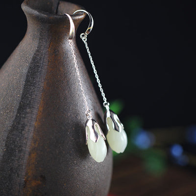 Aretes de Jade Hetian Flor Magnolia Hechos a Mano - Image 21