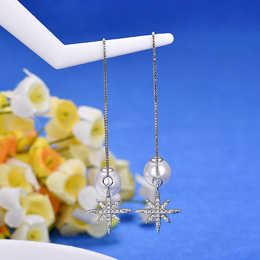 Aretes Estrella Octagonal con Circones Brillantes - Image 8