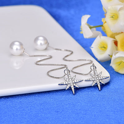 Aretes Estrella Octagonal con Circones Brillantes - Image 9