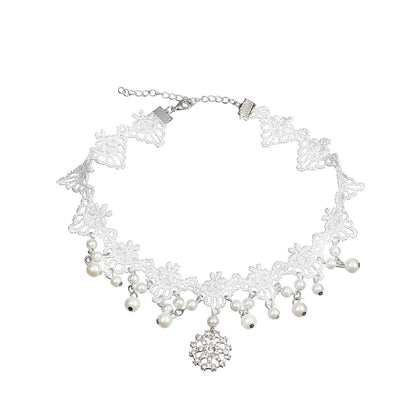 Collar de Encaje Blanco con Piedras Preciosas para Mujer - Image 6