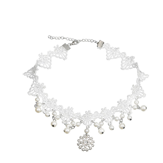 Collar de Encaje Blanco con Piedras Preciosas para Mujer - Image 6