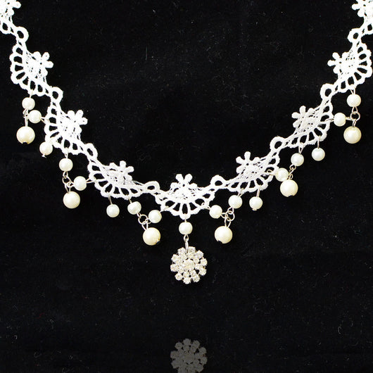 Collar de Encaje Blanco con Piedras Preciosas para Mujer - Image 7