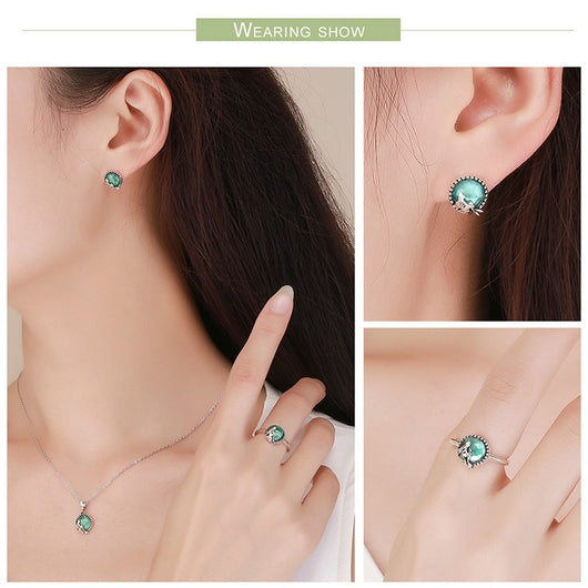Aretes y Anillo Sirena en Plata 925 con Diamantes - Juego Elegante para Mujer - Image 6