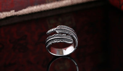 Anillo de Pluma Retro Abierto - Joyería de Moda Europea Personalidad Negra - Image 14