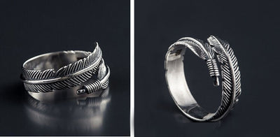 Anillo de Pluma Retro Abierto - Joyería de Moda Europea Personalidad Negra - Image 16