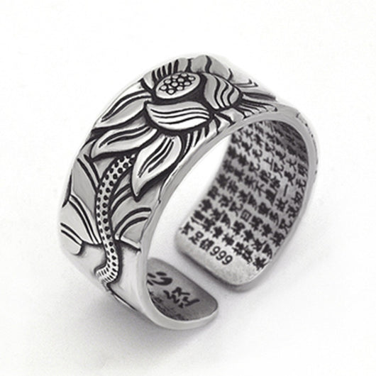 Anillo Sutra del Corazón en Plata Tailandesa con Loto - Image 7