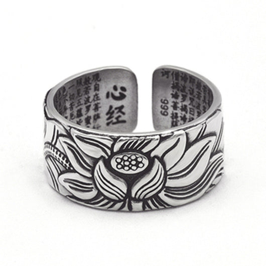 Anillo Sutra del Corazón en Plata Tailandesa con Loto - Image 9