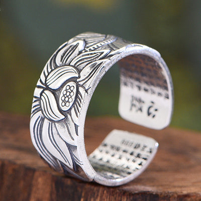 Anillo Sutra del Corazón en Plata Tailandesa con Loto - Image 11