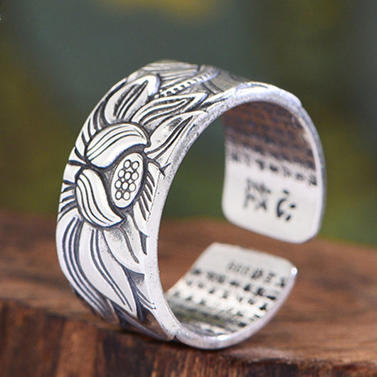 Anillo Sutra del Corazón en Plata Tailandesa con Loto - Image 11