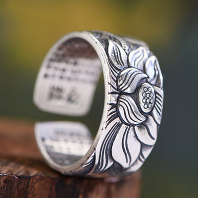 Anillo Sutra del Corazón en Plata Tailandesa con Loto - Image 12