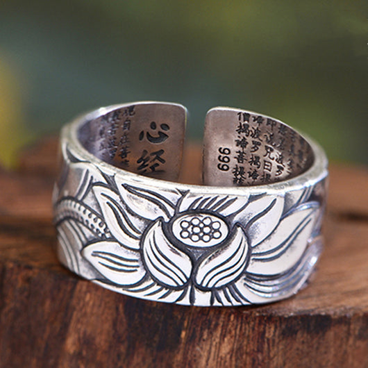 Anillo Sutra del Corazón en Plata Tailandesa con Loto - Image 15