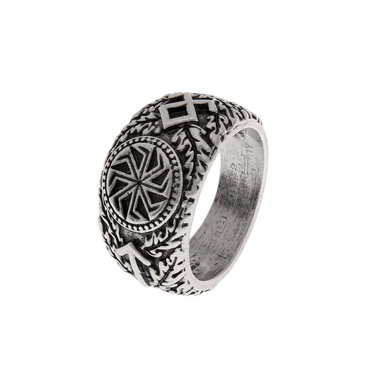 Anillo Nórdico de Runas Vikingas para Hombre en Plata Antigua - Image 5