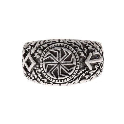 Anillo Nórdico de Runas Vikingas para Hombre en Plata Antigua - Image 6