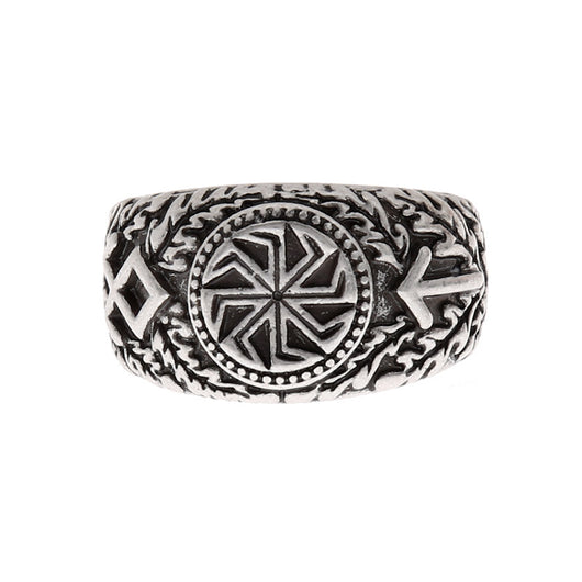 Anillo Nórdico de Runas Vikingas para Hombre en Plata Antigua - Image 6