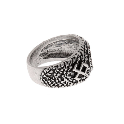 Anillo Nórdico de Runas Vikingas para Hombre en Plata Antigua - Image 7