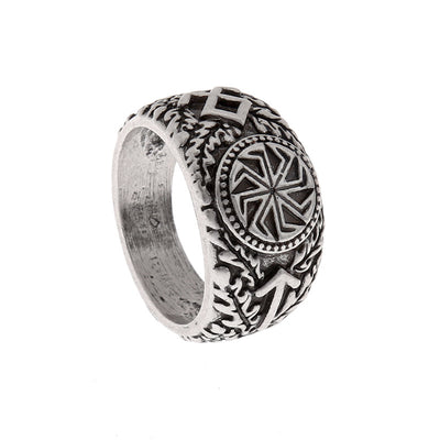 Anillo Nórdico de Runas Vikingas para Hombre en Plata Antigua - Image 9