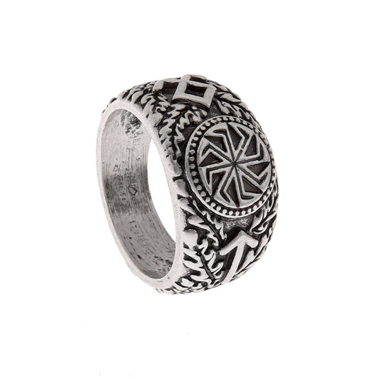 Anillo Nórdico de Runas Vikingas para Hombre en Plata Antigua - Image 9