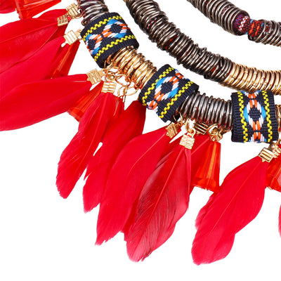 Conjunto de Collar y Aretes con Borlas de Pluma - Image 14