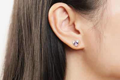 Aretes Redondos de Circonia Cúbica con Incrustación de Oro - Image 10
