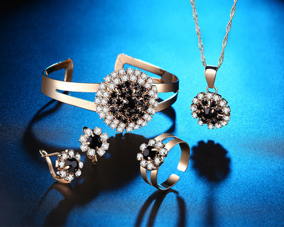 Conjunto de Joyería Floral de 4 Piezas: Anillo, Collar, Aretes y Pulsera - Image 22