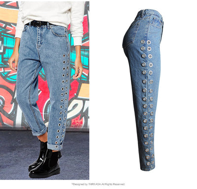 Pantalones Jeans Sueltos de Cintura Alta con Detalles Metálicos y Remaches - Image 7