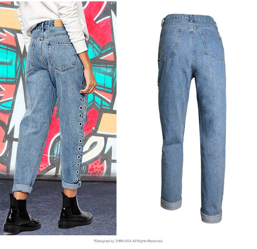 Pantalones Jeans Sueltos de Cintura Alta con Detalles Metálicos y Remaches - Image 8