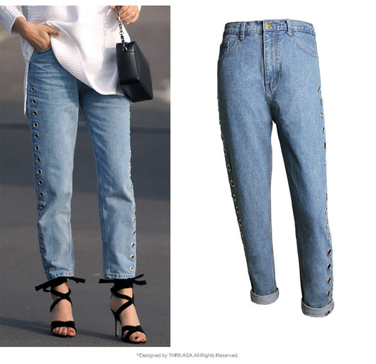 Pantalones Jeans Sueltos de Cintura Alta con Detalles Metálicos y Remaches - Image 9