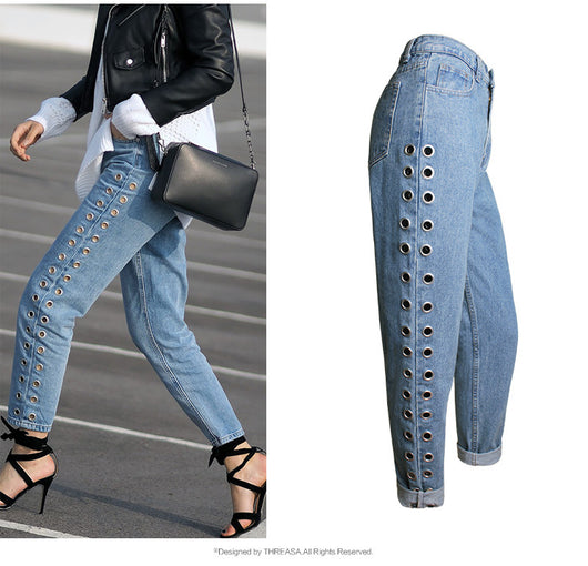 Pantalones Jeans Sueltos de Cintura Alta con Detalles Metálicos y Remaches - Image 10