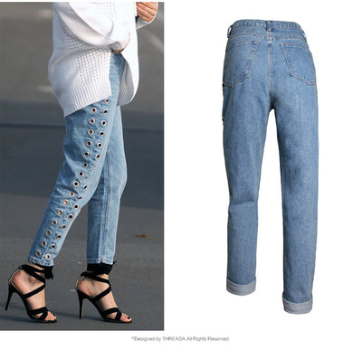 Pantalones Jeans Sueltos de Cintura Alta con Detalles Metálicos y Remaches - Image 12