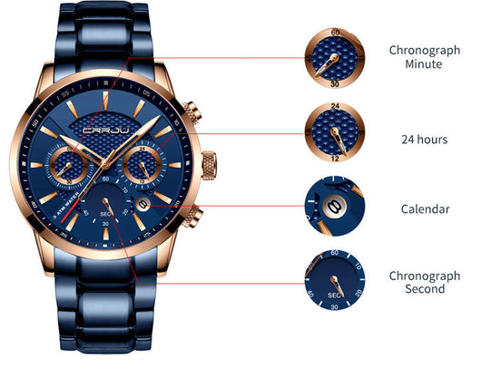 Reloj de Cuarzo Resistente al Agua con Triple Esfera - Image 30