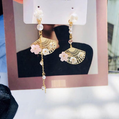 Aretes Asimétricos de Abanico Chino Estilo Vintage - Image 8