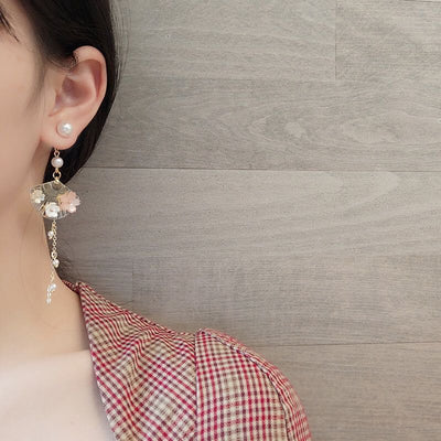 Aretes Asimétricos de Abanico Chino Estilo Vintage - Image 9