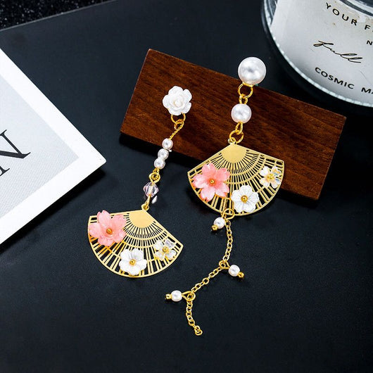 Aretes Asimétricos de Abanico Chino Estilo Vintage - Image 12