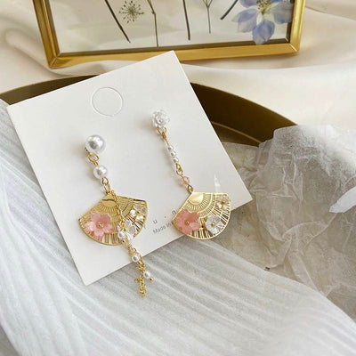Aretes Asimétricos de Abanico Chino Estilo Vintage - Image 13
