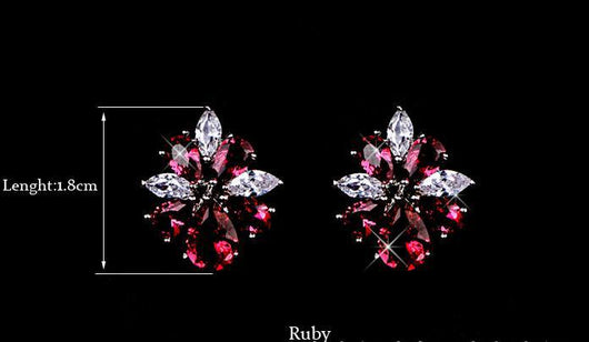 Conjunto de Collar Studs con Flores de Circón - Image 10