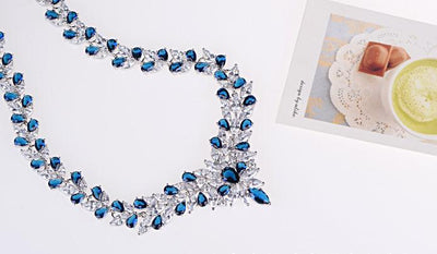 Conjunto de Collar Studs con Flores de Circón - Image 12