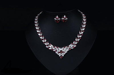 Conjunto de Collar Studs con Flores de Circón - Image 14