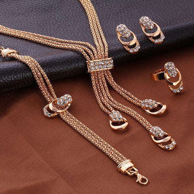Juego de 4 Collares de Cristal Dorado - Image 6